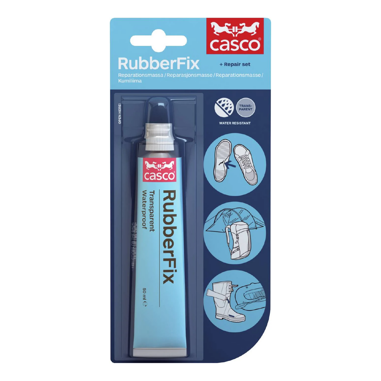 FM Reperationspasta Casco Rubberfix Transparent Lim, 50ml