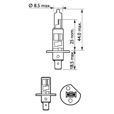 Glödlampa, Fjärrstrålkastare Philips Vision H1, 12V 55W P14,5s