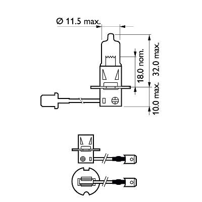 Glödlampa, Fjärrstrålkastare Philips Vision H3, 12V 55W PK22s