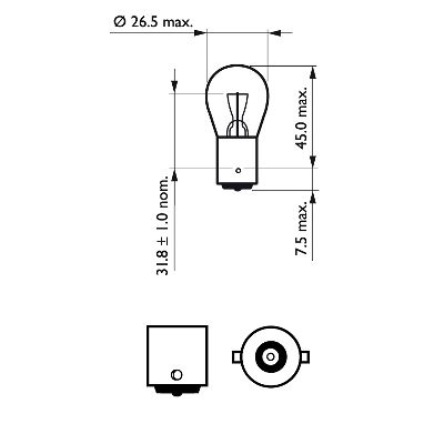 Blinkerslampa Philips Vision P21W, 12V 21W BA15s, 1st