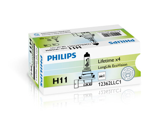 Glödlampa, Fjärrstrålkastare Philips LongLife EcoVision H11, 12V 55W PGJ19-2
