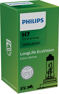 strålkastarlampa Philips LongLife EcoVision H7, 12V 55W PX26d