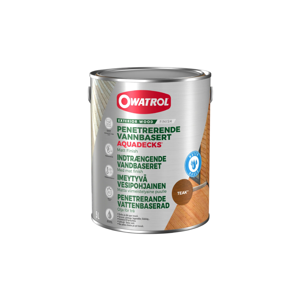 Träolja Owatrol Aquadecks Teak, 5 liter