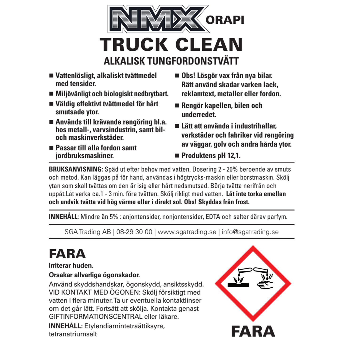 Alkalisk Förtvätt ORAPI NMX Truck Clean