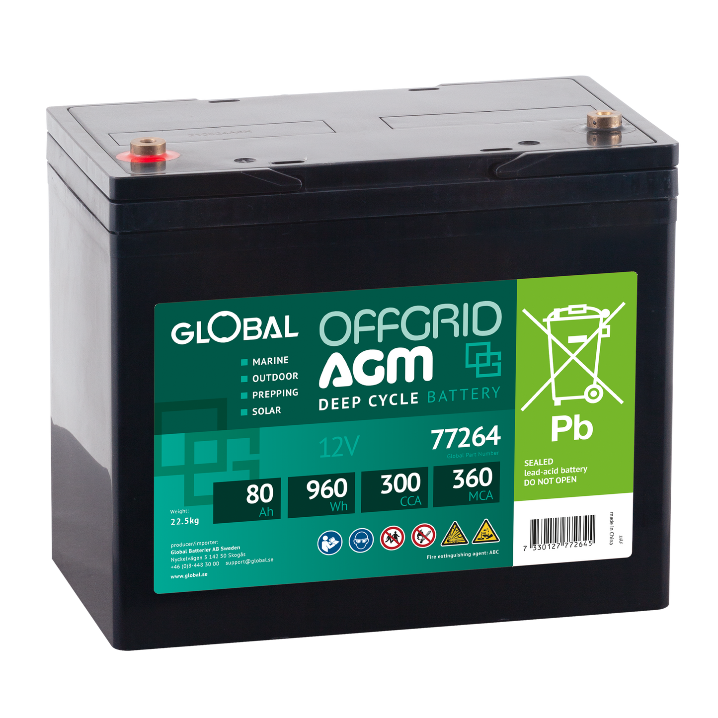 GLOBAL OFFGRID 80-12 AGM Batteri 80Ah