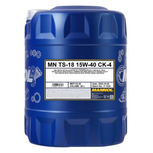 Motorolja Mannol MN7118 15W-40 VDS 4,5 API CK-4 E6 E9, 20 liter