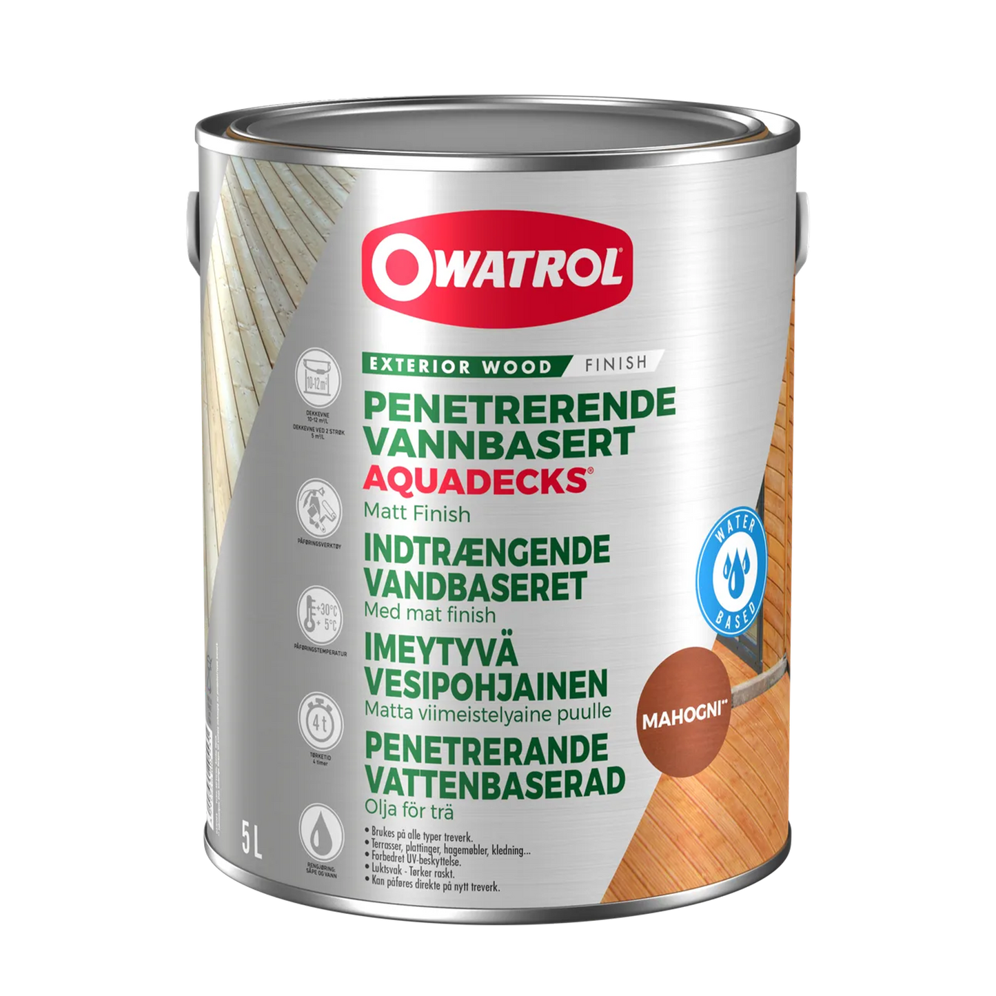 Owatrol Aquadecks Träolja Mahogny, 5 liter