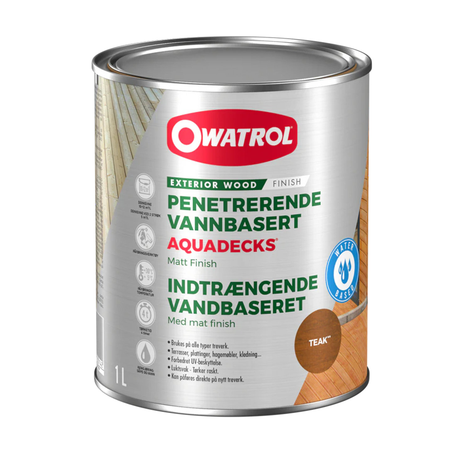 Träolja Owatrol Aquadecks Teak, 5 liter