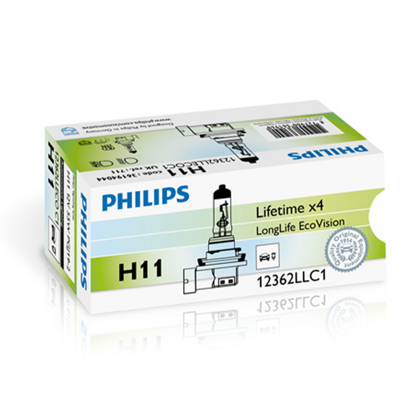 Glödlampa, Fjärrstrålkastare Philips LongLife EcoVision H11, 12V 55W PGJ19-2