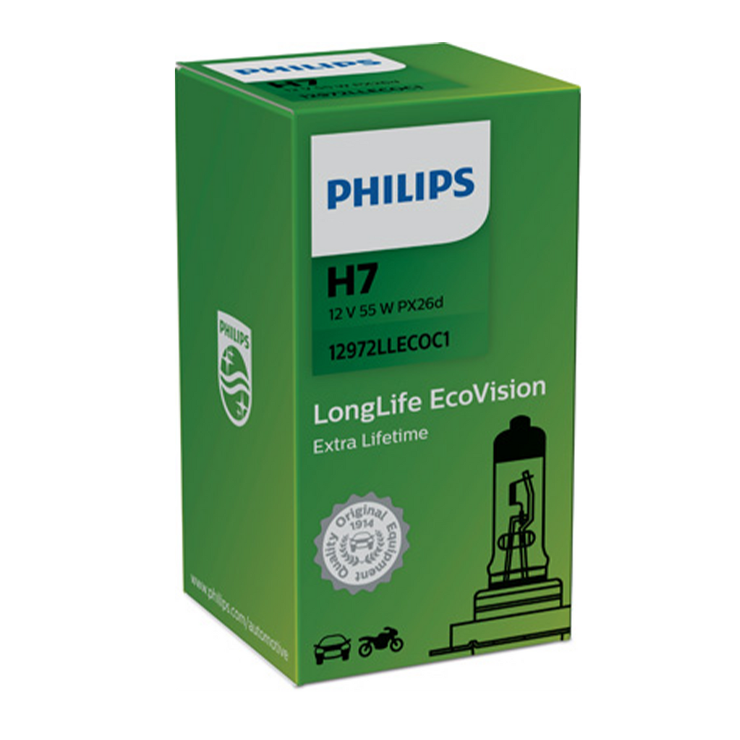 Strålkastarlampa Philips LongLife EcoVision H7, 12V 55W PX26d
