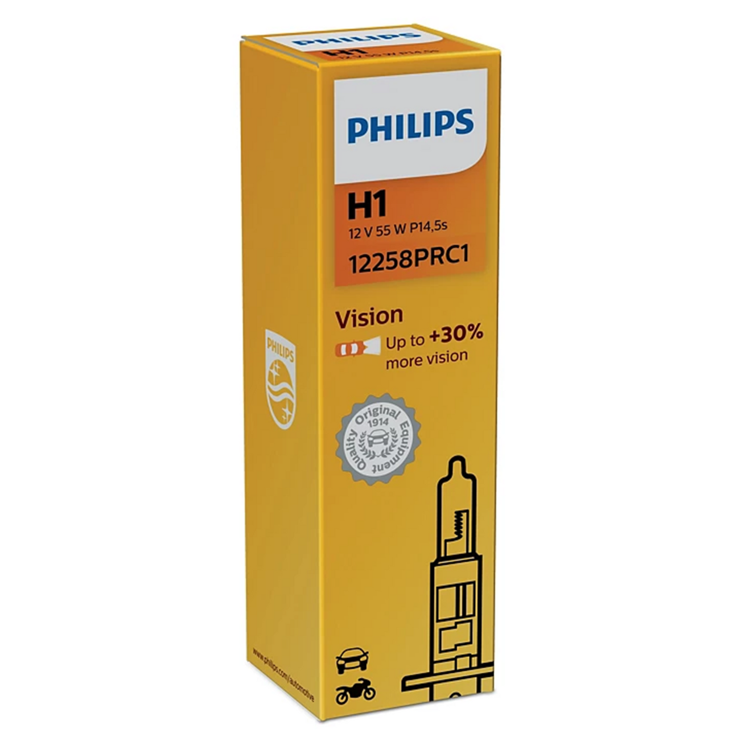 Glödlampa, Fjärrstrålkastare Philips Vision H1, 12V 55W P14,5s