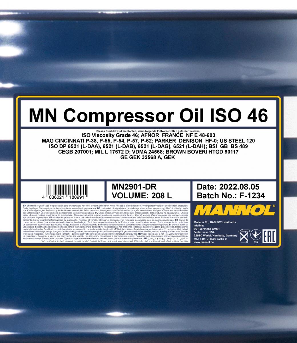 Kompressorolja Mannol Compressor Oil ISO 46, 208 Liter