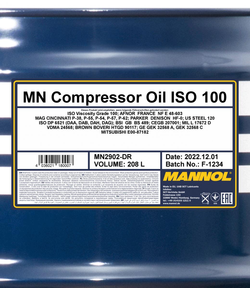 Kompressorolja Mannol Compressor Oil ISO 100, 208 Liter