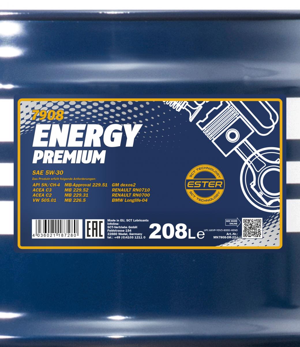 Motorolja Mannol Energy Premium 5W-30, 208 Liter