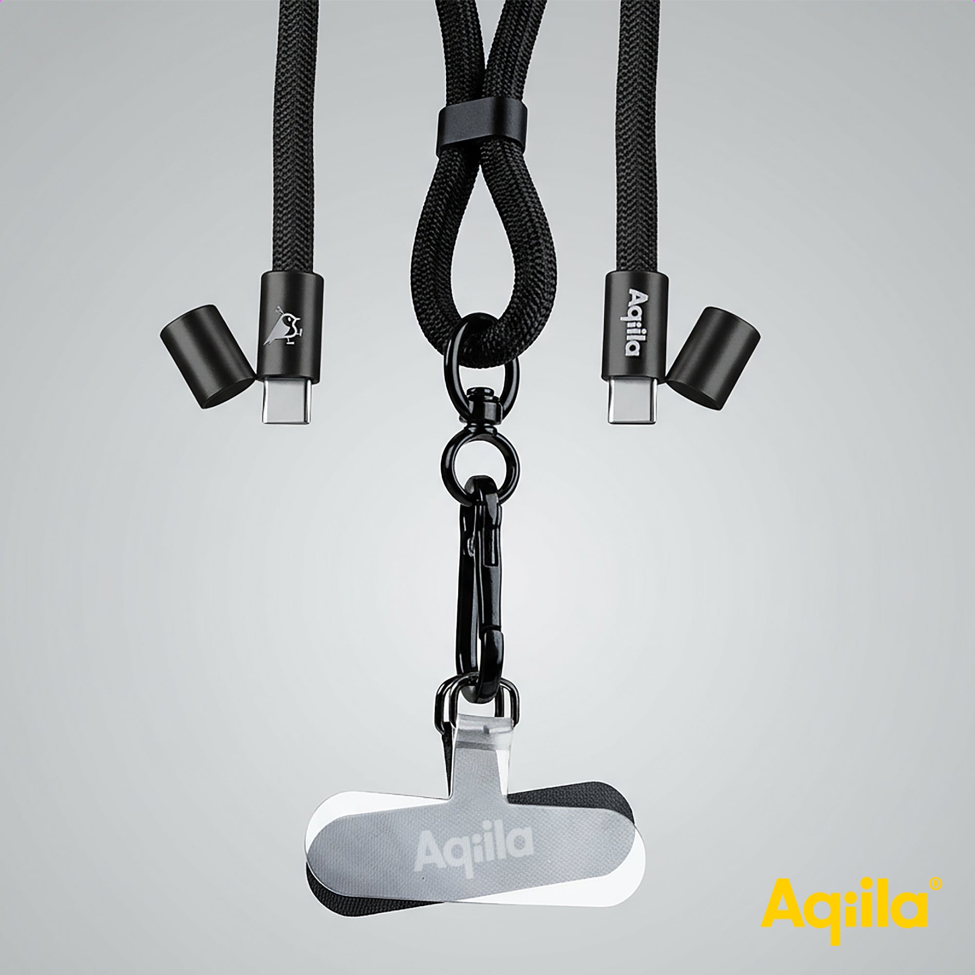 Aqiila halsrem med USB-C till USB-C-kabel svart