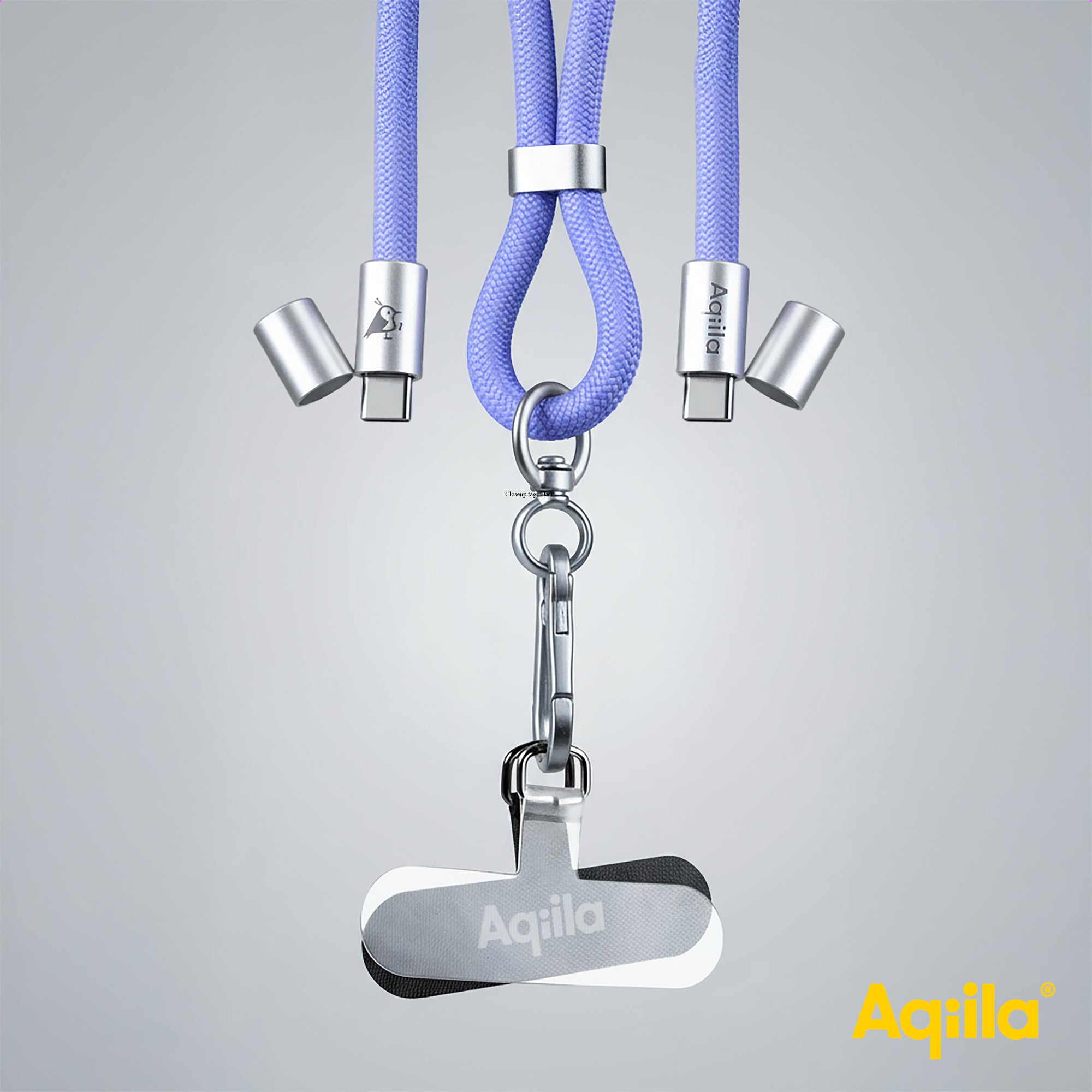 Aqiila halsrem med USB-C till USB-C-kabel lila