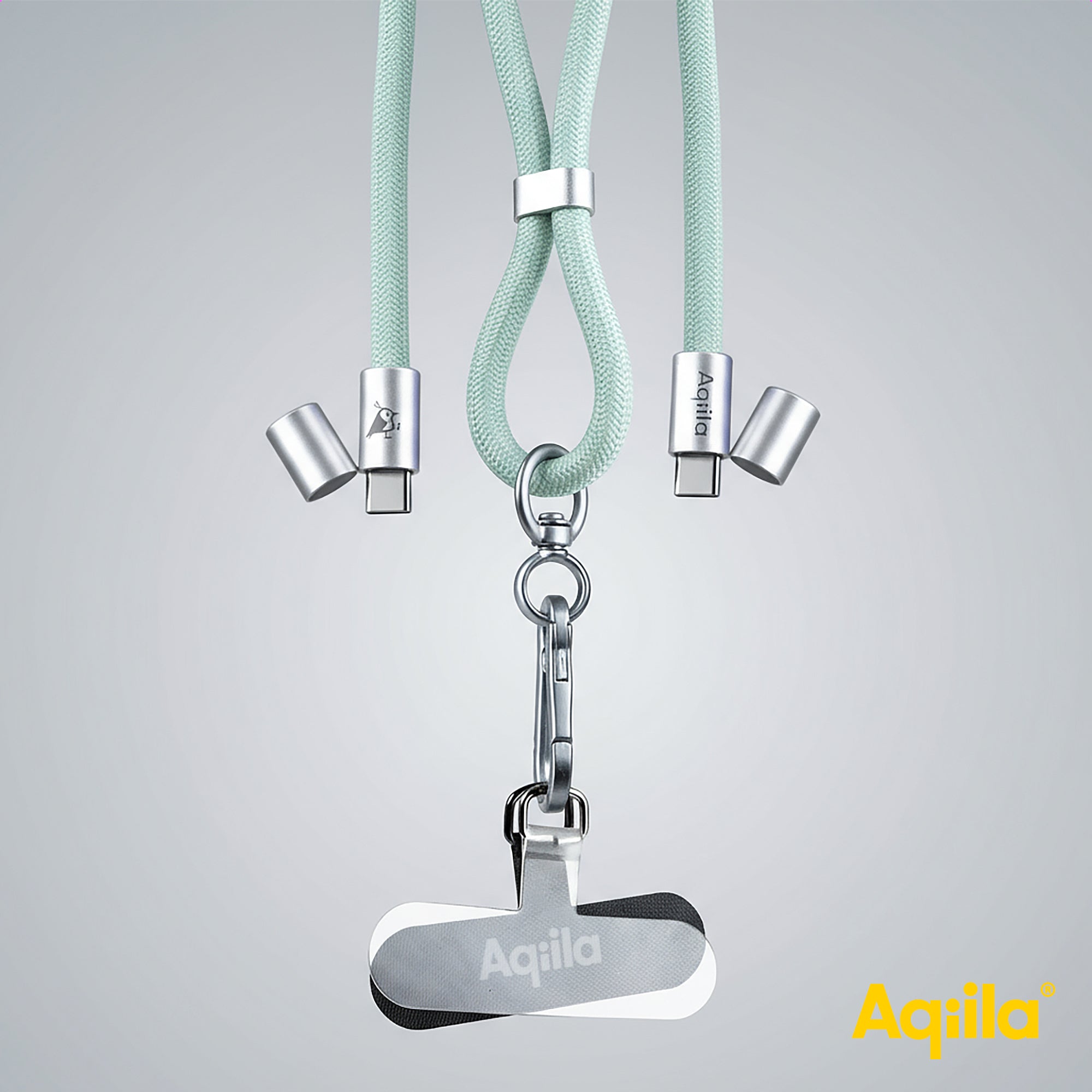 Aqiila halsrem med USB-C till USB-C-kabel grön