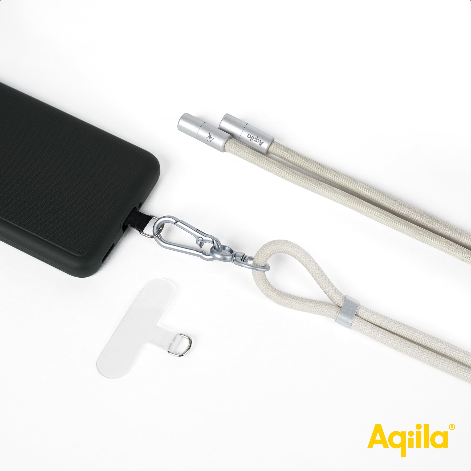 Aqiila halsrem med USB-C till USB-C-kabel sandfärgad