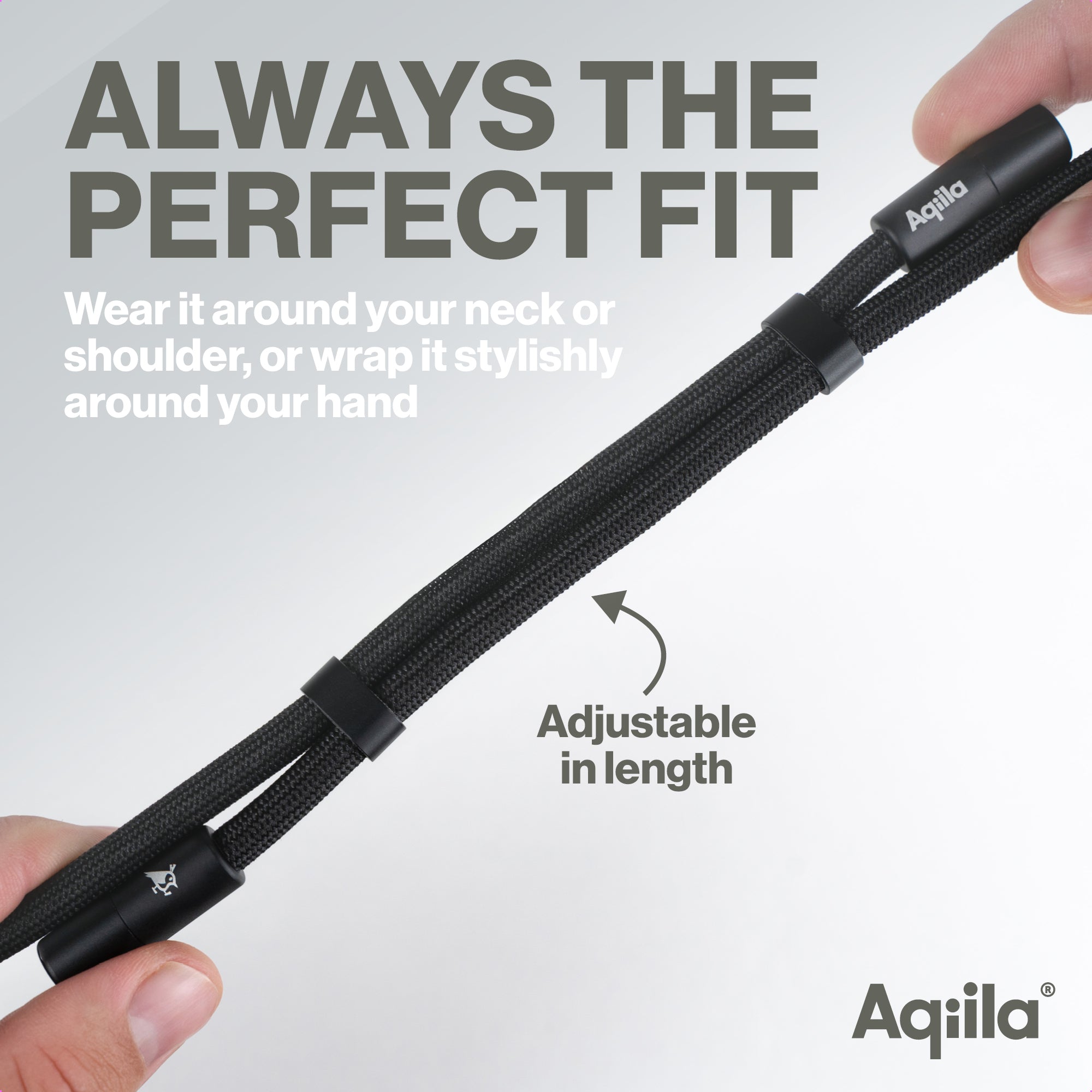 Aqiila halsrem med USB-C till USB-C-kabel svart