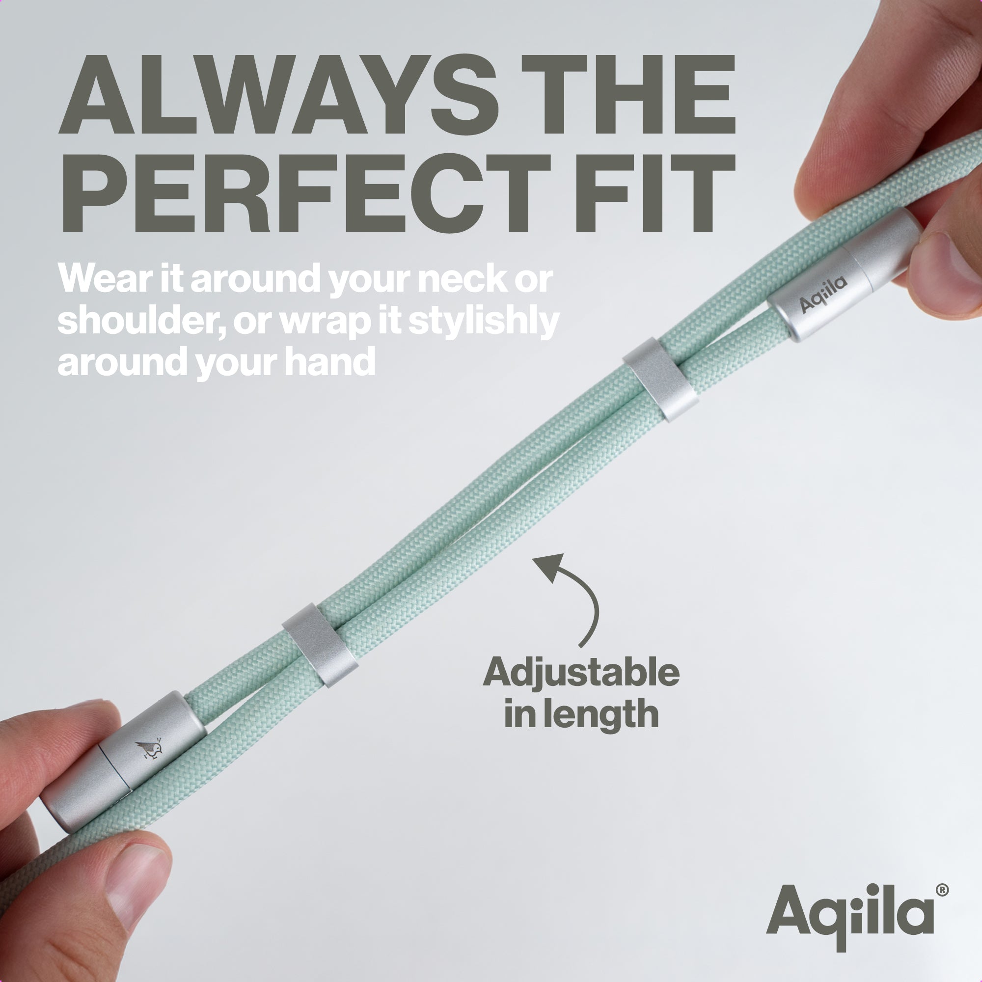 Aqiila halsrem med USB-C till USB-C-kabel grön