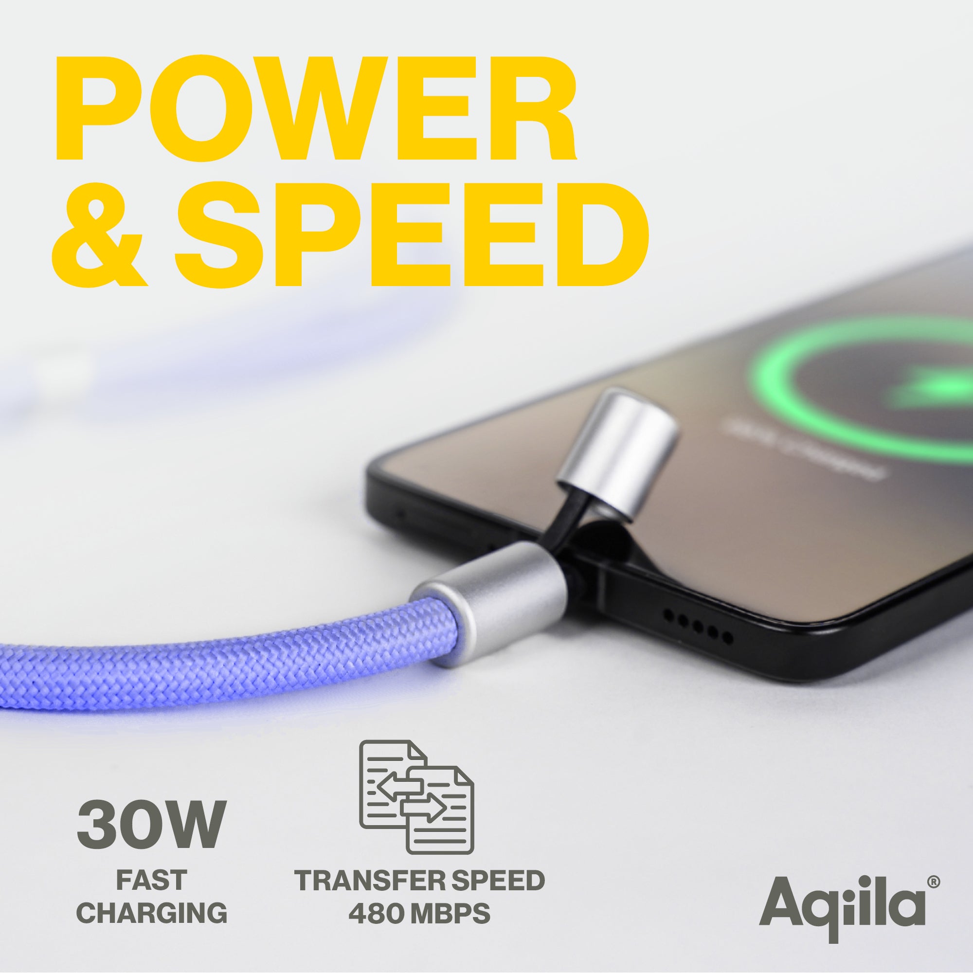 Aqiila halsrem med USB-C till Lightning-kabel lila