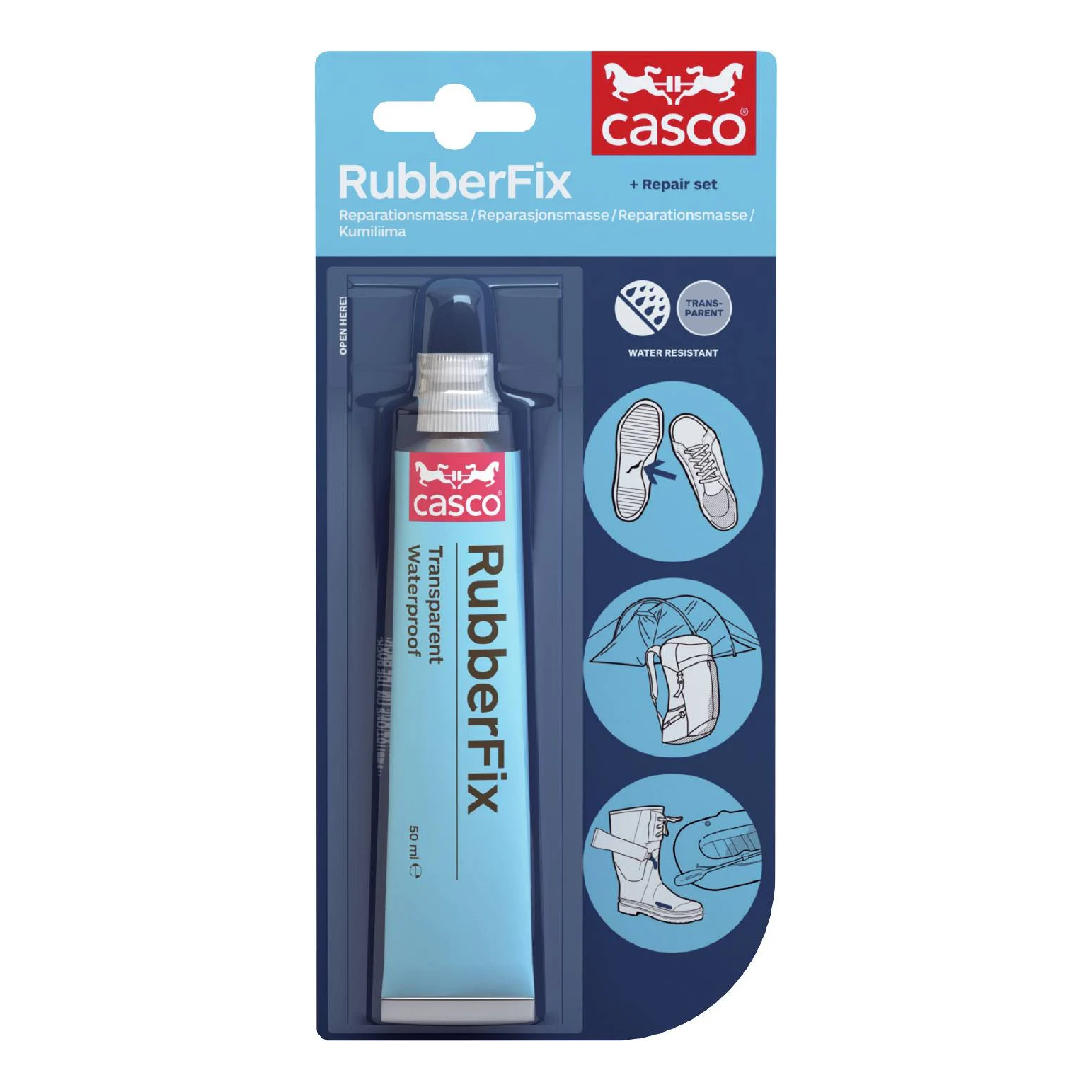 FM Reperationspasta Casco Rubberfix Transparent Lim, 50ml