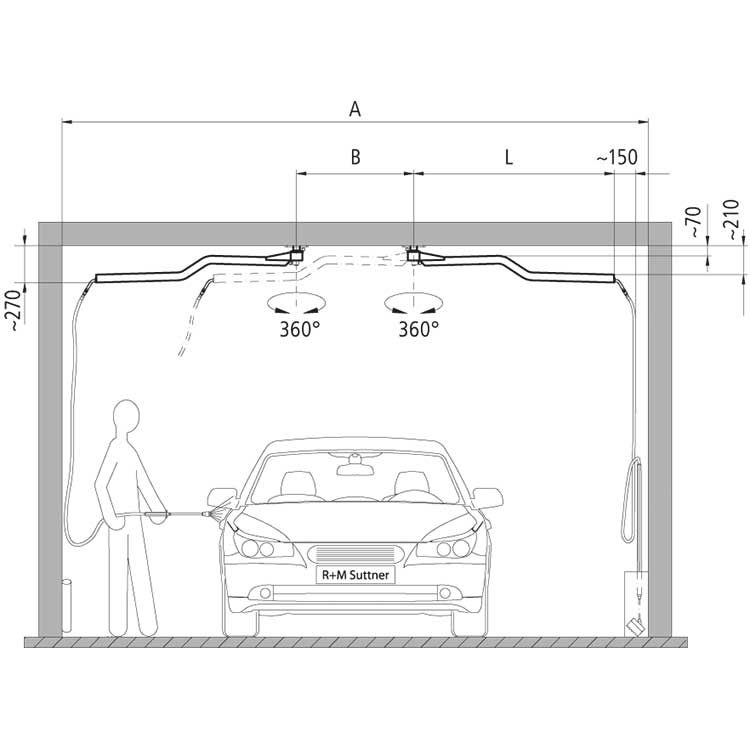 easywash365+ Tvättbom med Z-bom, 1550mm