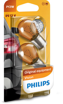 Blinkerslampa Philips Vision PY21W Gul, 12V 21W BAU15s, 2-pack