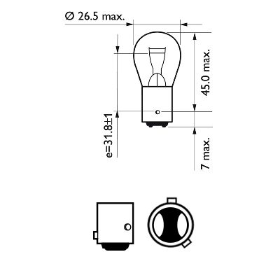 Broms / Bakljus Lampor Philips Vision P21/4W, 12V 4W BAZ15d, 2-pack