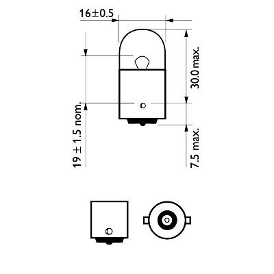 Blinkerslampa Philips R10W, 12V 10W BA15s, 1st