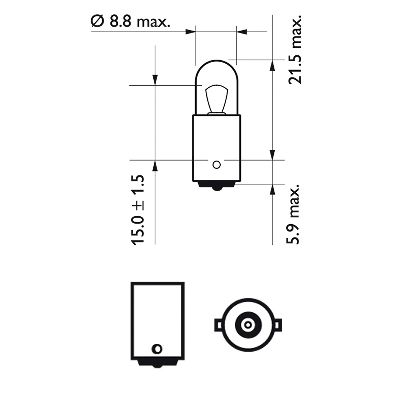 Blinkerslampa Philips T4W, 12V 4W BA9s, 1st