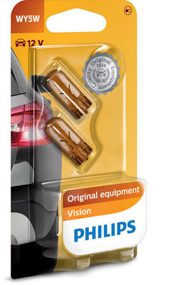 Philips Vision WY5W Gul, 12V W2,1x9,5d, 2-pack