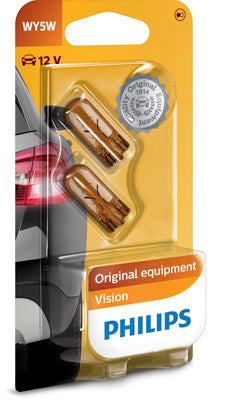 Philips Vision WY5W Gul, 12V W2,1x9,5d, 2-pack