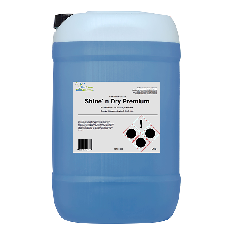 Avrinningsmedel Blue & Green Shine 'n Dry Premium, 25 liter