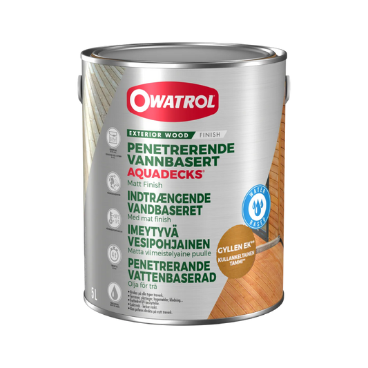 Träolja Owatrol Aquadecks Gyllene ek, 5 liter