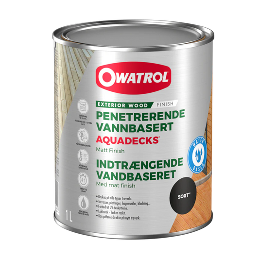 Träolja Owatrol Aquadecks Svart, 1 liter