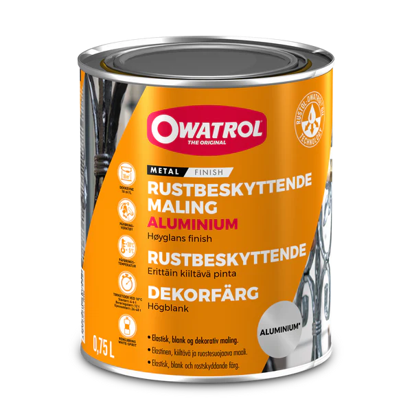 Elastisk rostskyddande färg Owatrol Aluminium, 0,75 liter