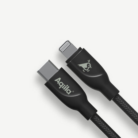 Aqiila Cablebird CB21 kabel USB C till Lightning 30W flätad 1m svart