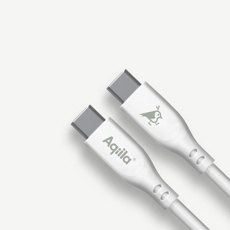 Aqiila Cablebird CS11 kabel USB-C till USB-C 60W 1 m silikon vit
