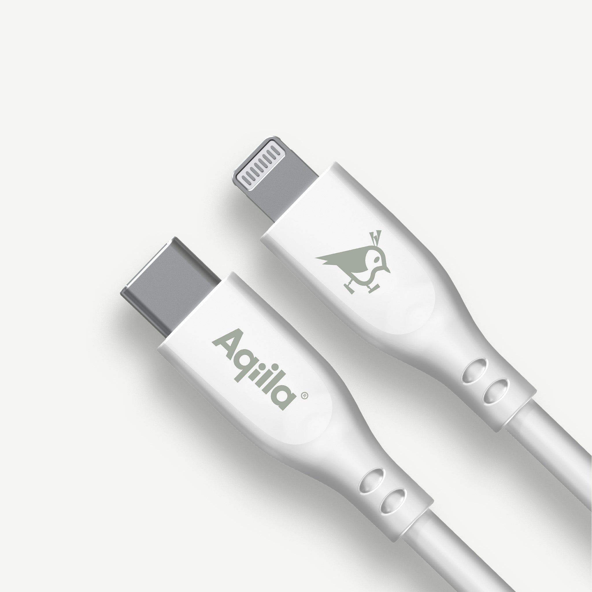 Aqiila Cablebird CS22 kabel USB C till Lightning 30W silikon 2m vit