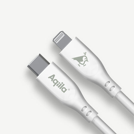 Aqiila Cablebird CS22 kabel USB C till Lightning 30W silikon 2m vit