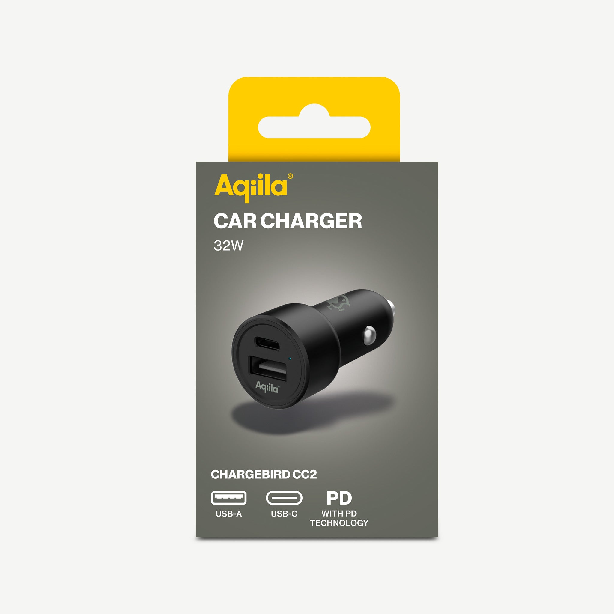 Aqiila Chargebird CC2 billaddare USB-C + USB-A 32W