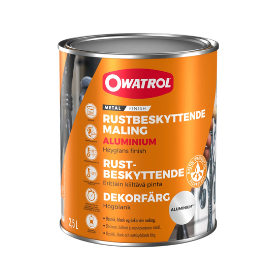 Elastisk rostskyddande färg Owatrol Aluminium, 2,5 liter