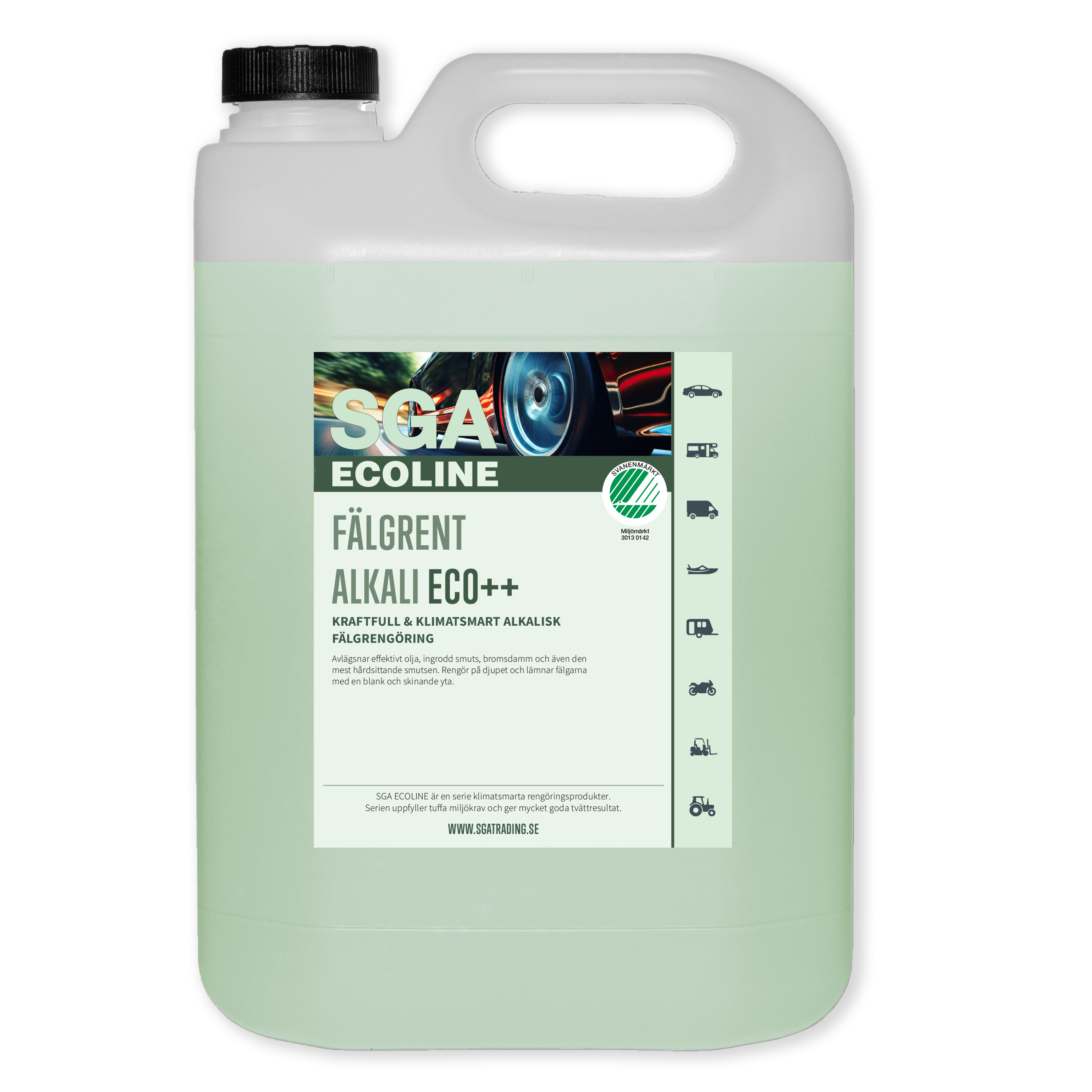 Svanenmärkt Alkalisk Fälgtvätt SGA ECOLINE Fälgrent Alkali ECO++, 5 Liter