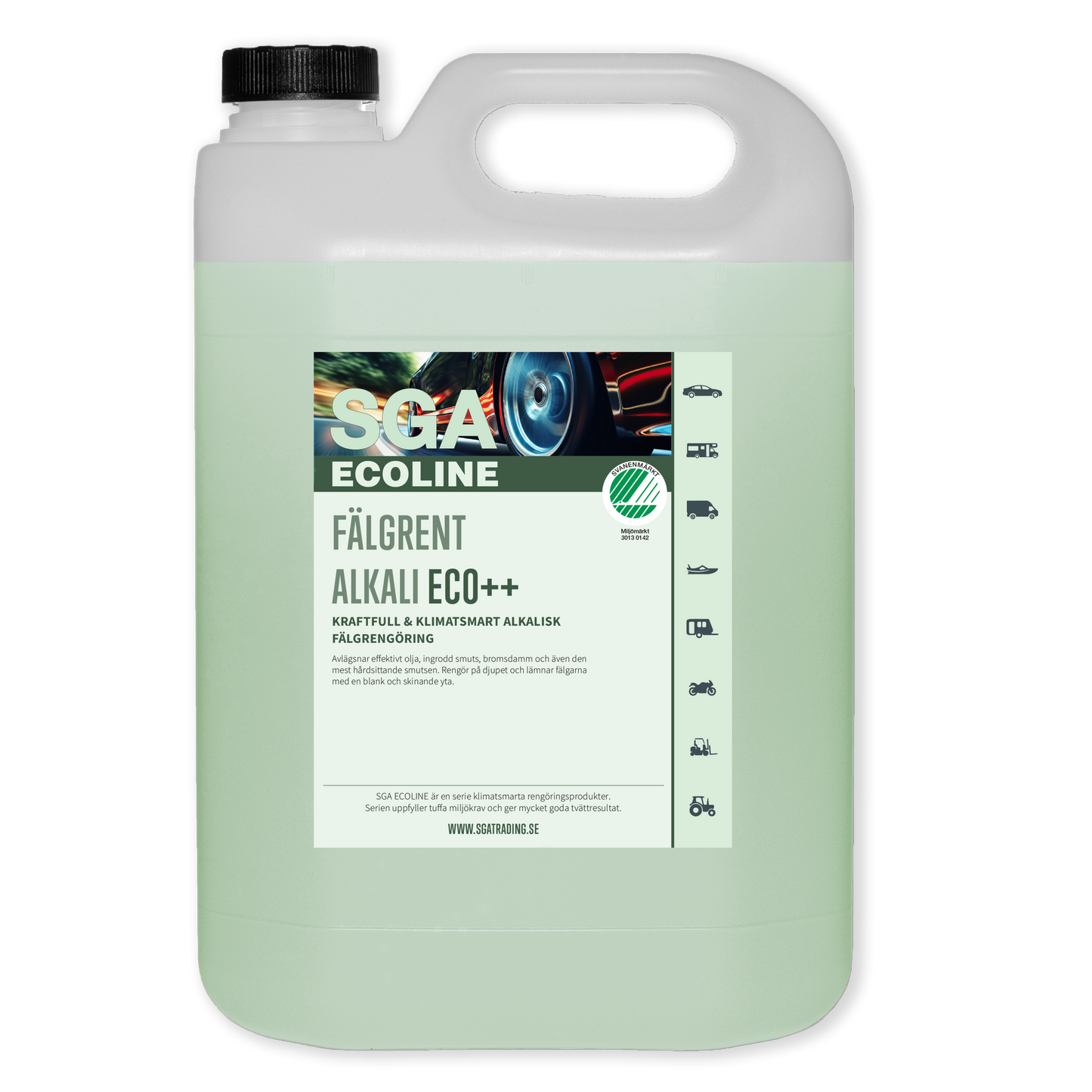 Svanenmärkt Alkalisk Fälgtvätt SGA ECOLINE Fälgrent Alkali ECO++, 5 Liter
