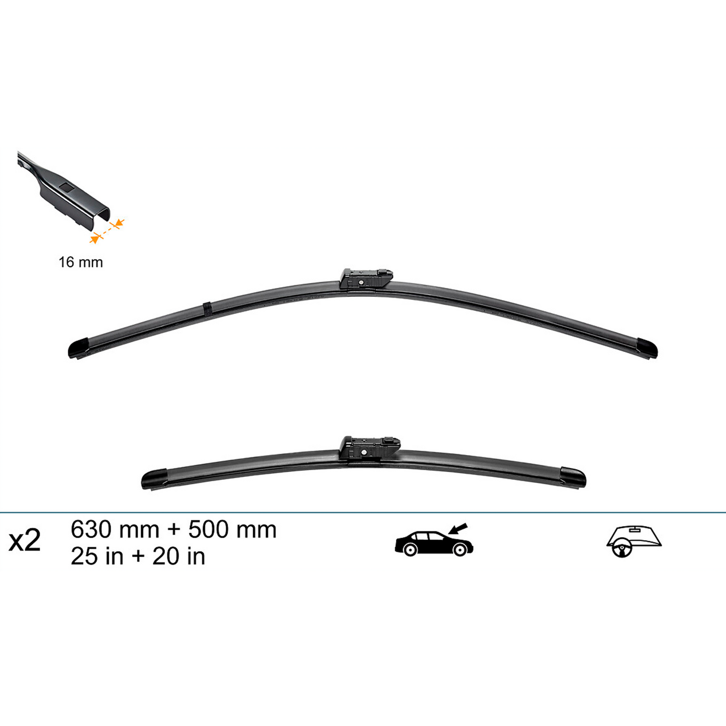 Torkarblad Flatblade Universal set 630 + 500 mm