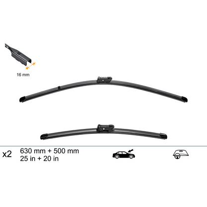 Torkarblad Flatblade Universal set 630 + 500 mm