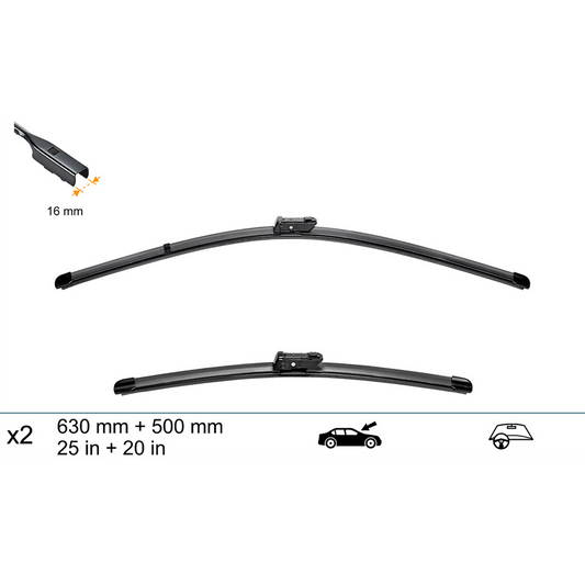 Torkarblad Flatblade Universal set 630 + 500 mm