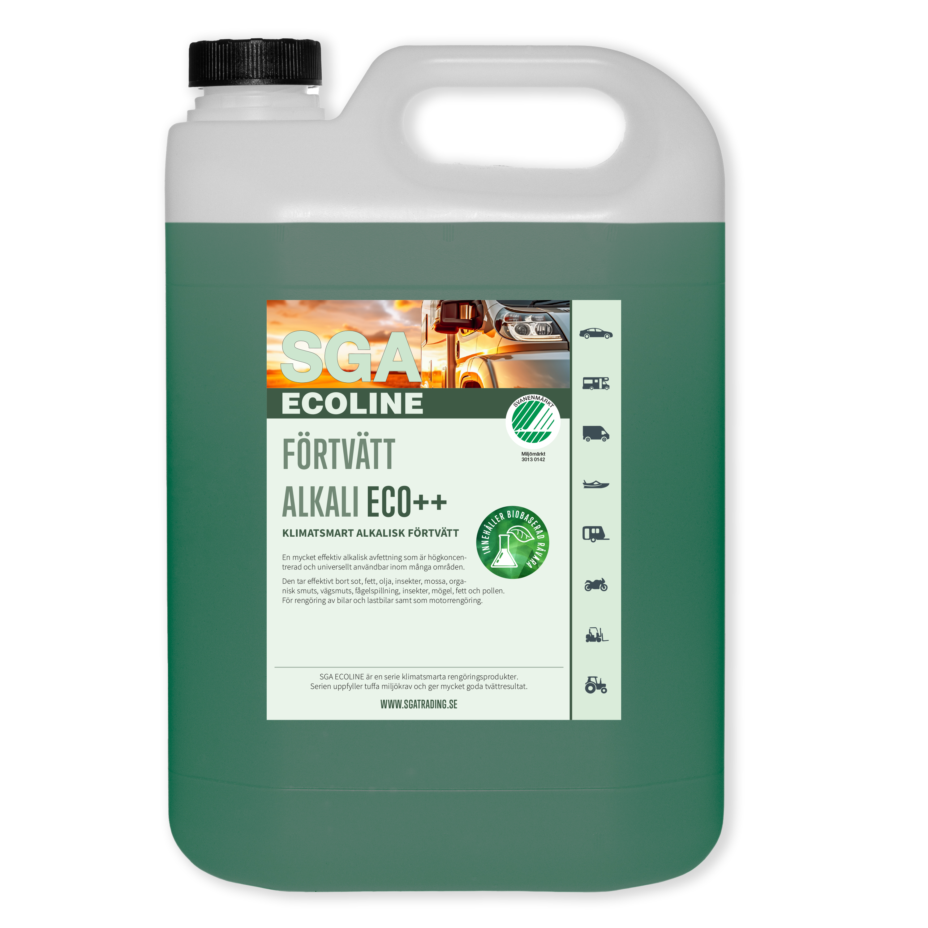 Svanenmärkt  SGA Ecoline Förtvätt Alkali ECO++, 5 Liter
