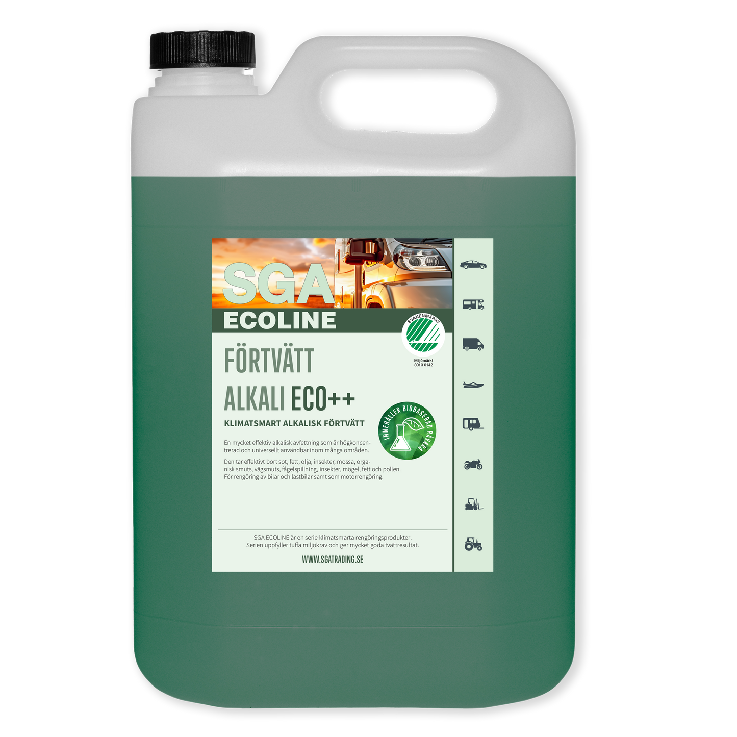 Svanenmärkt  SGA Ecoline Förtvätt Alkali ECO++, 5 Liter